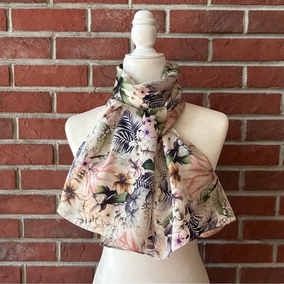 •Barindelli & Trezzi Signed Logo Floral Silk Scarf 16”x62”Made In Italy NWOT - Picture 11 of 11